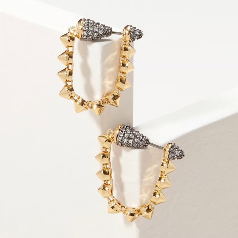 NWT Stella & Dot Renegade Convertible Linear Earrings Hoop or Dangle Gold Black